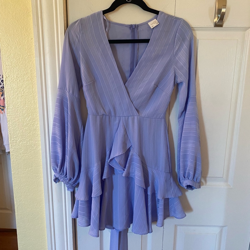 purple ruffled dress from selfie leslie